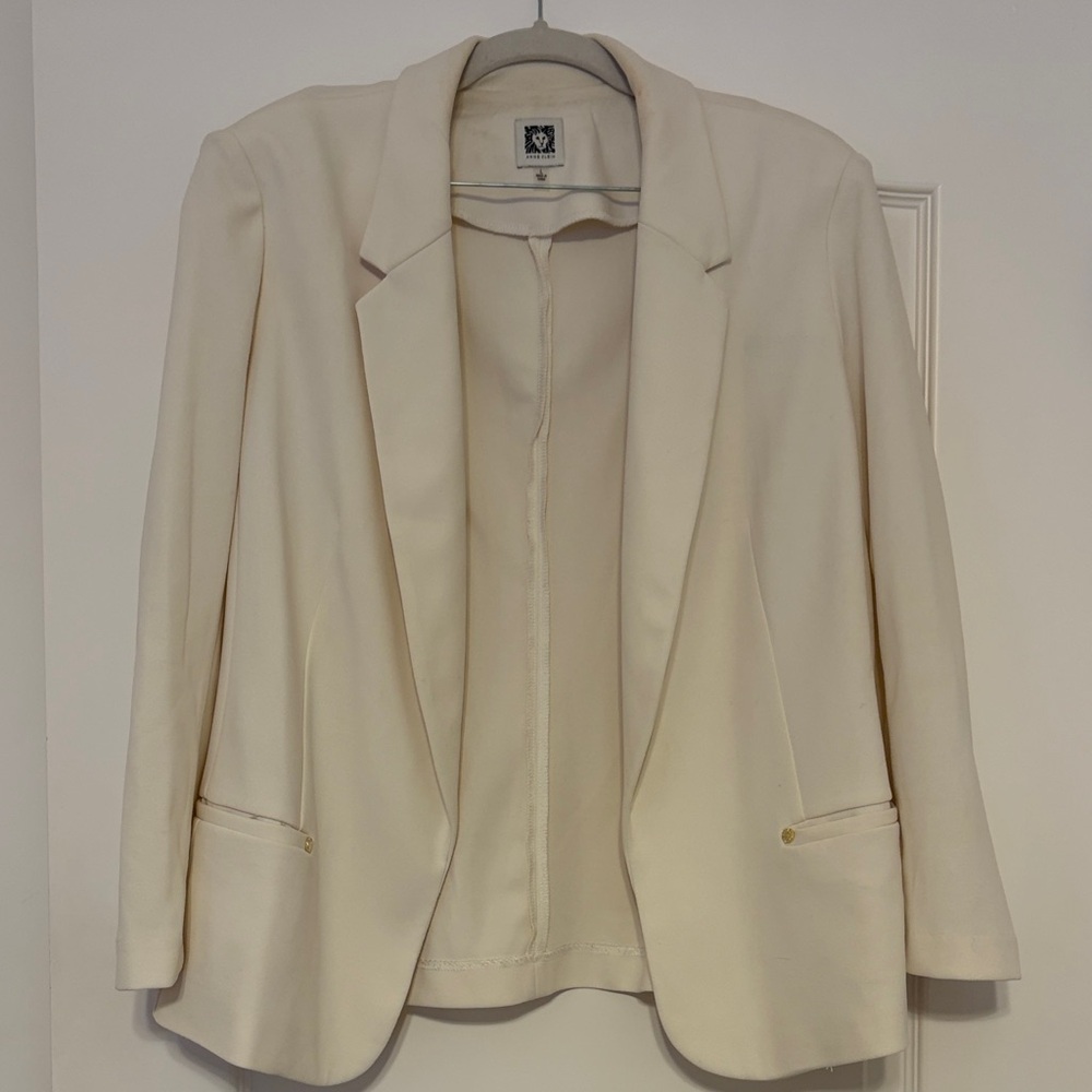 Anne Klein Cream Single-Button Blazer